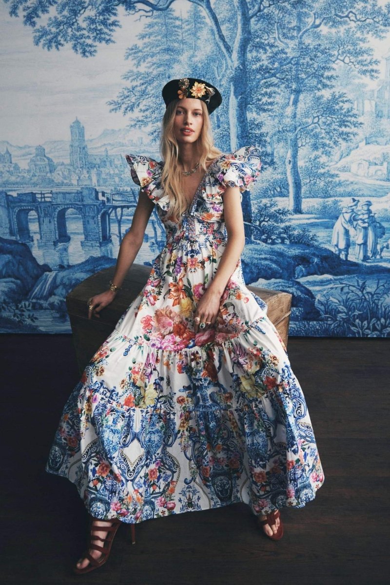 June Printed Ruffle Maxi Dress