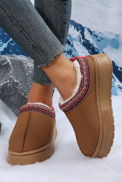 Plush Lined Snow Boots Chestnut Suede