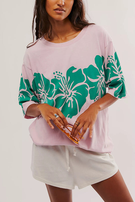 Print Loose Round Neck Short Sleeve T-shirt