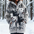 Comstylish Winter Pet Dog Design Women's Plush Hooded Cardigan