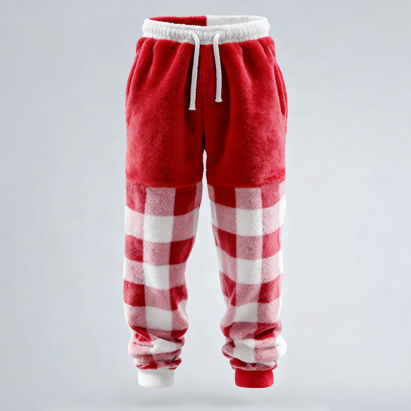 Comstylish Men's Fun Christmas Color-blocked Comfortable Plush Sweatpants