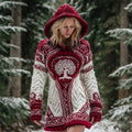 Christmas Viking Tree Of Life Women's Knit Hooded Mini Dress artswardrobe