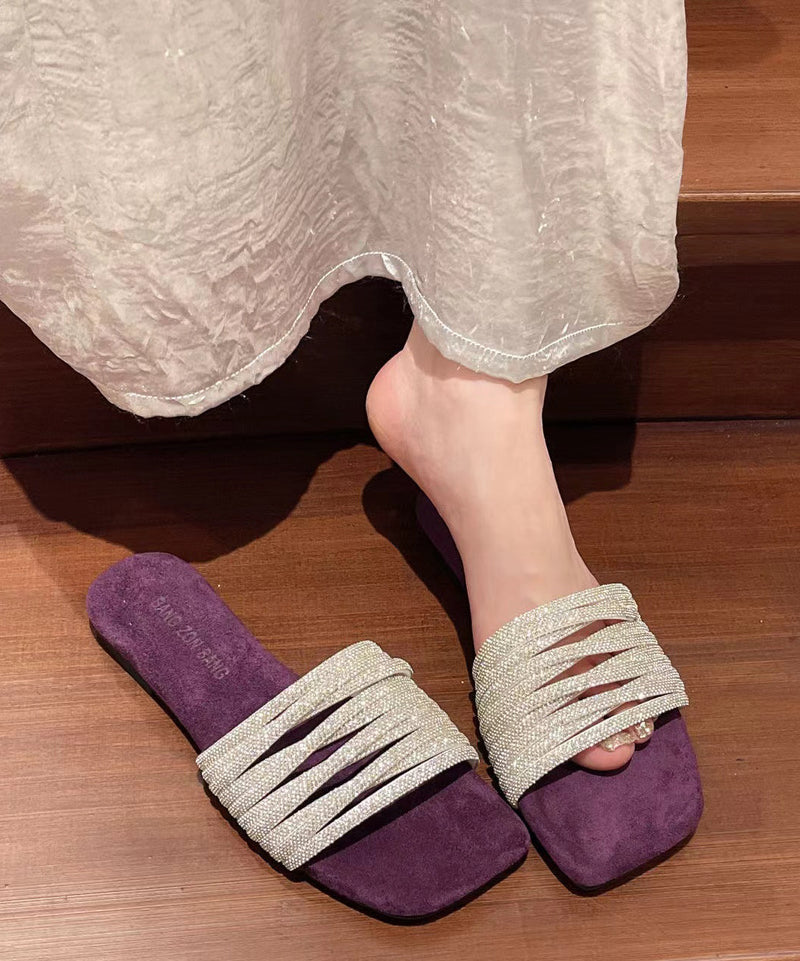 Yellow Zircon Splicing Slide Sandals Peep Toe Ap1014