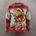Comstylish Men's Fun Christmas Frog Comfortable Crew Neck Plush Sweatshirt