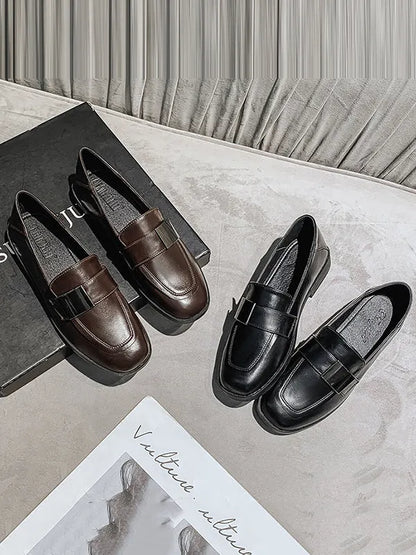 Shallow Cut Square-toe Loafers
