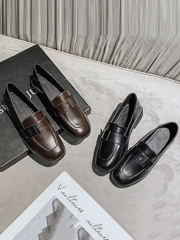 Shallow Cut Square-toe Loafers
