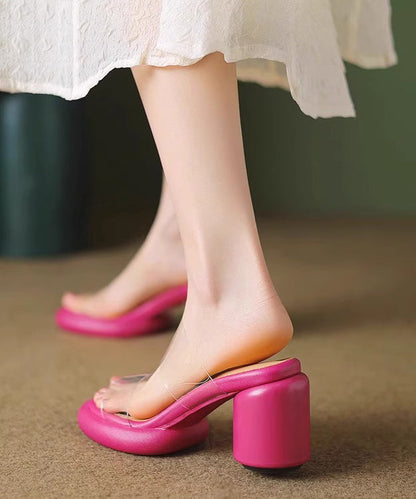 Classy Rose Chunky Heel Stylish Clear Slide Sandals Oi003