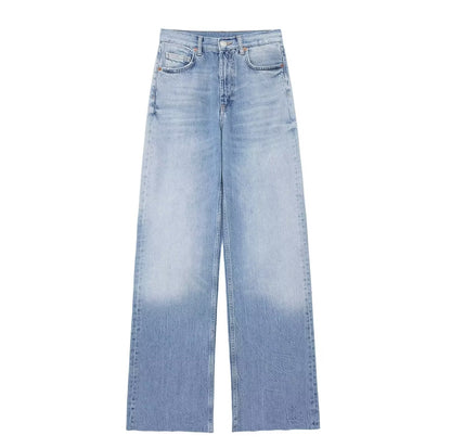 Washed White High Waist Wide Leg Pants for