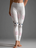 Comstylish Women's Cute Cat Knitted Tight-fitting Leggings