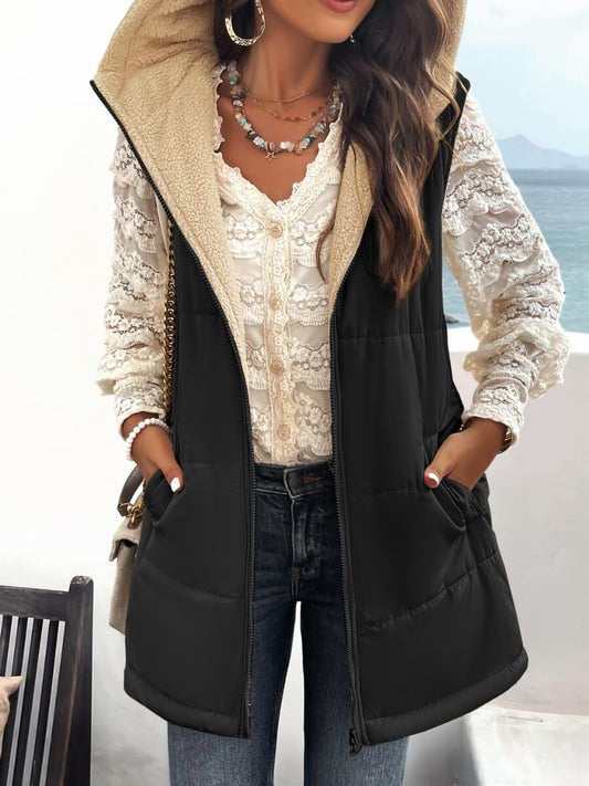 Fall and Forever Hooded Puffer Vest - Black