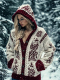 Viking Inspired Celtic Jacquard Chunky Hooded Cardigan elevenforest