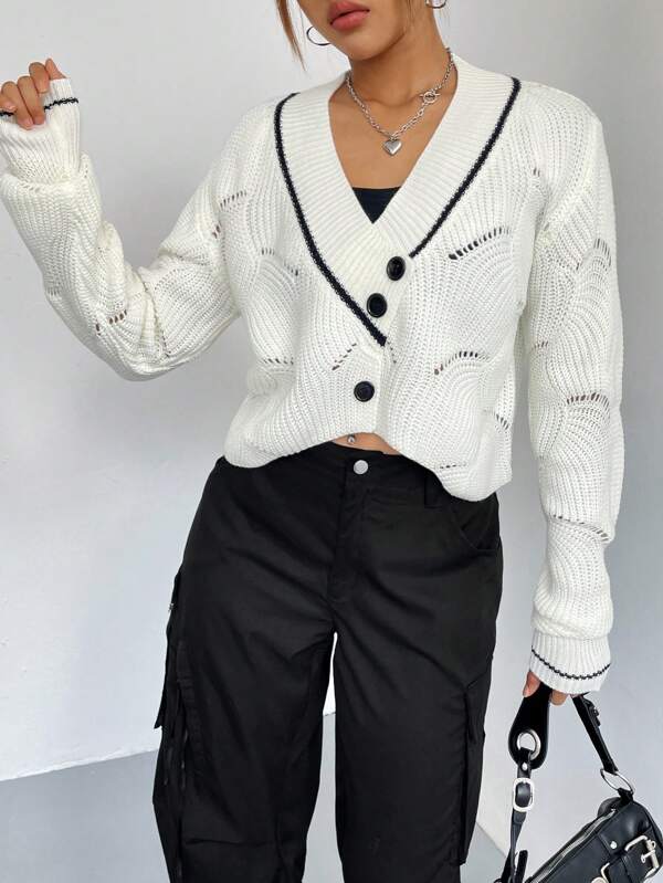 Autumn and Winter New Loose V Neck Thin Sweater Jacket Cardigan