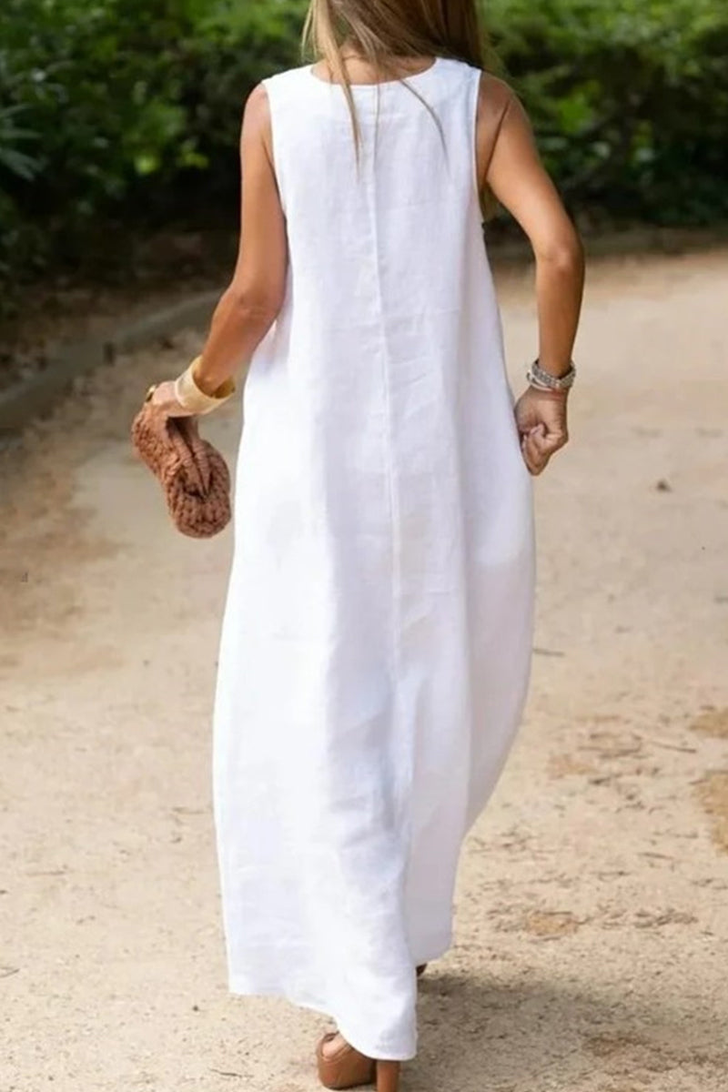 Simplicity Pocket V Neck Vest Dress Dresses