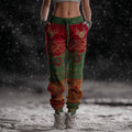 Comstylish Vintage Viking Inspire Christmas Pattern Cozy Knit Pants
