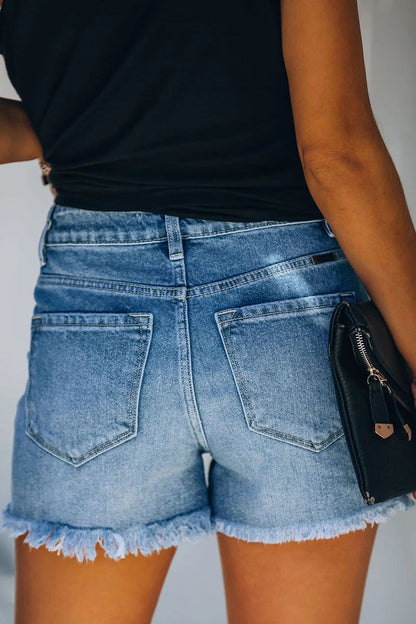 Ripped Denim Shorts