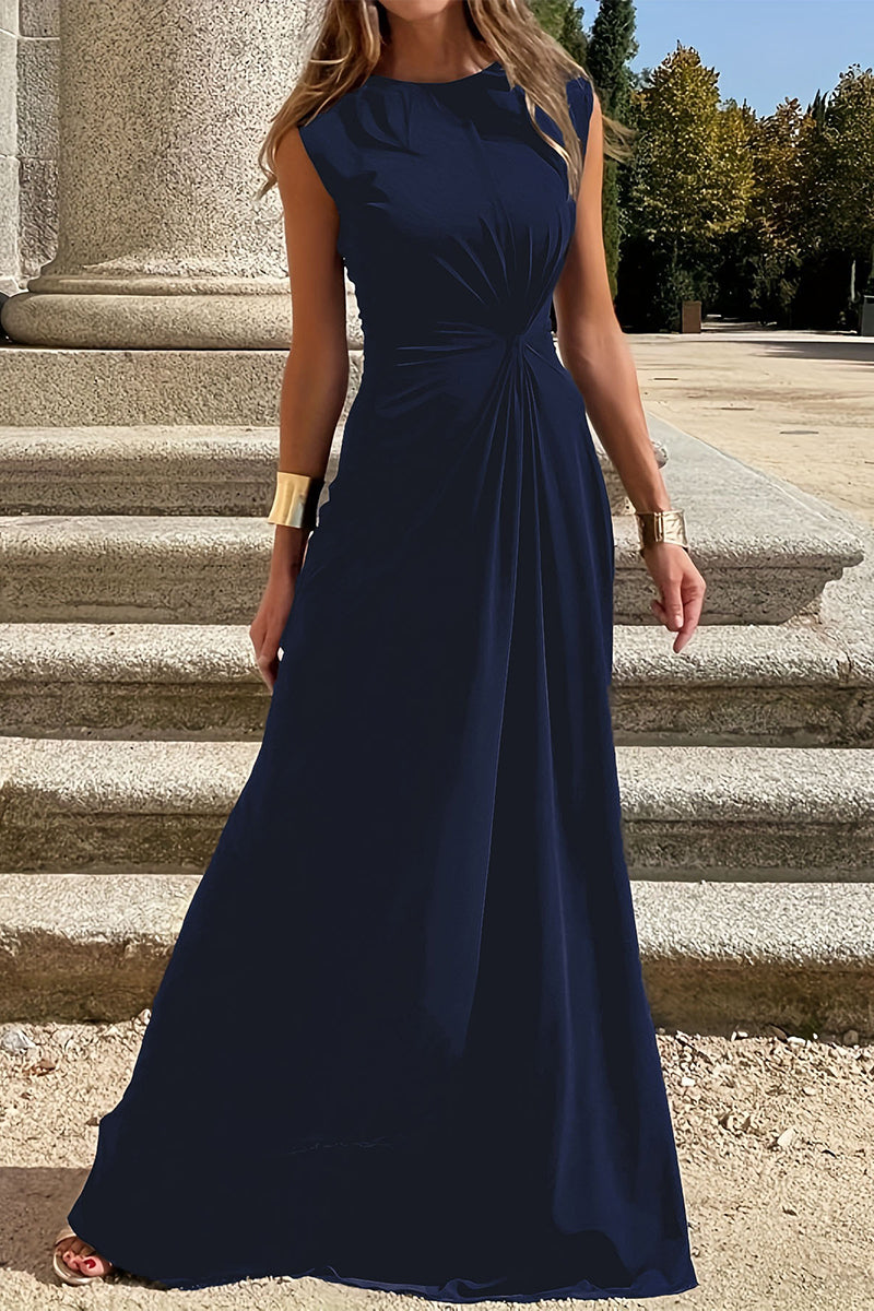 Simplicity Fold O Neck Vest Dresses