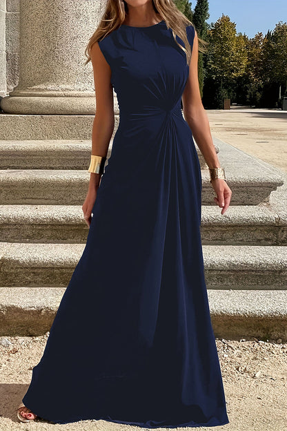 Simplicity Fold O Neck Vest Dresses