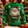 Comstylish Men's Ugly Christmas Santa Claus Art Crew Neck Plush Sweatshirt