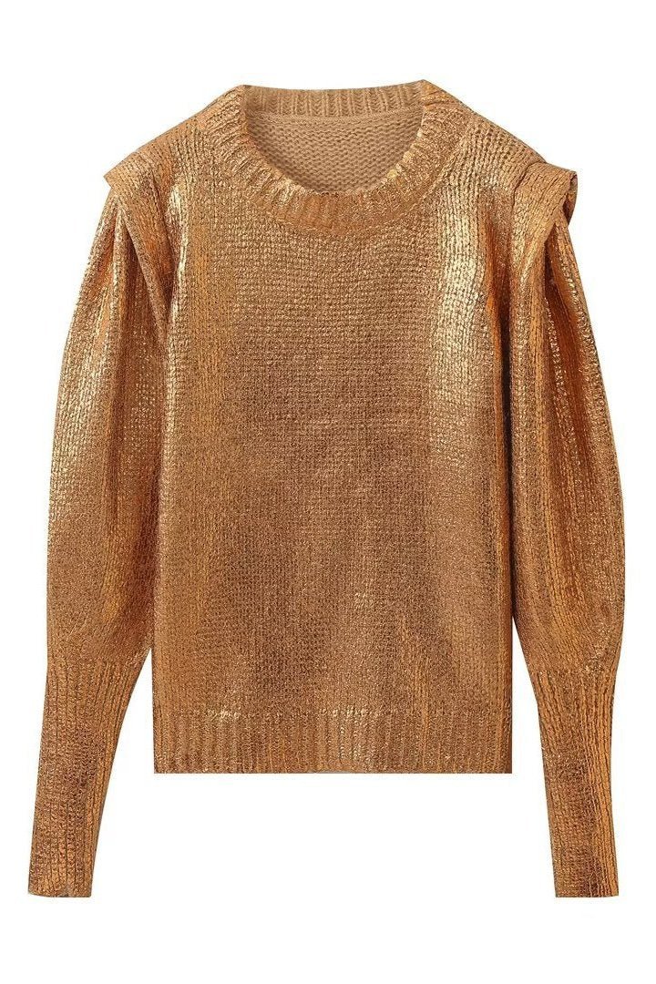 Paula Metallic Padded Knit Sweater