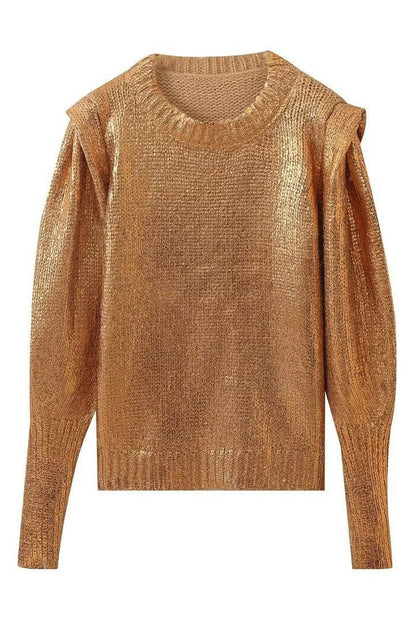 Paula Metallic Padded Knit Sweater