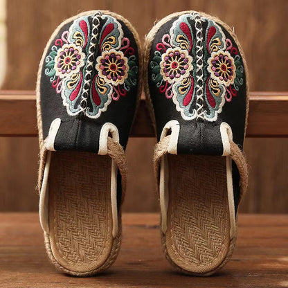 Linen Shoes Flip Flop Flats