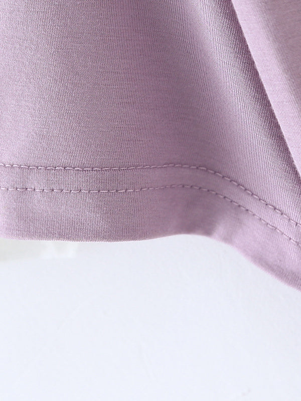 Short Sleeves Pleated Color Heaps Collar T-shirts Tops