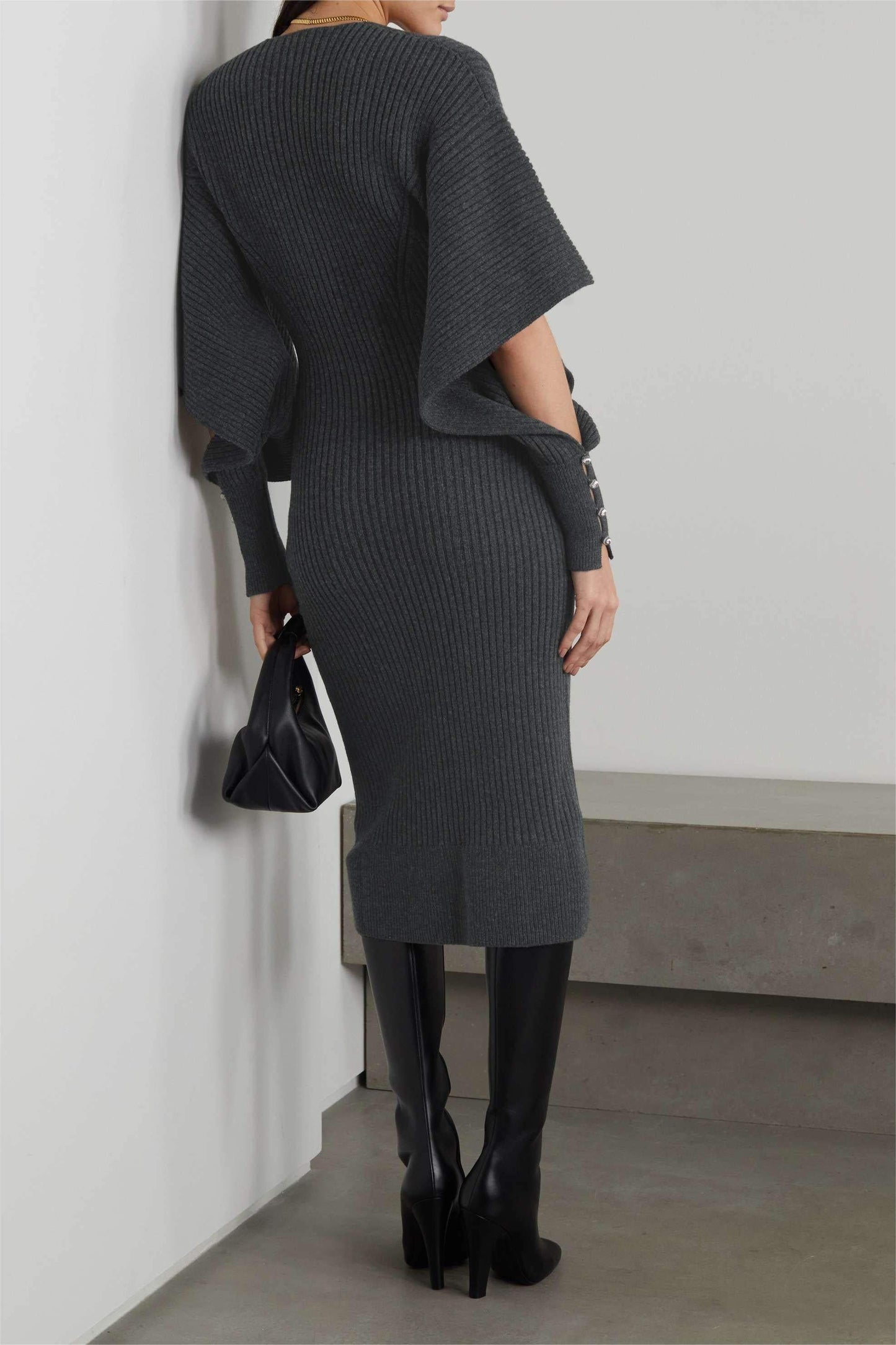 Knit V-neck Midi Dress