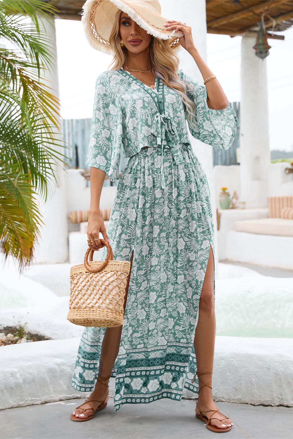 V-neck Slit Maxi Dress