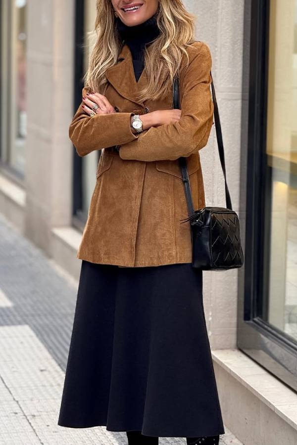 Brown Suede Trench Coat