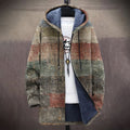 Men's Vintage Geometric Art Comfort Plush Hooded Coat elevenforest