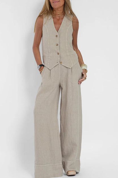 Linen Waistcoat Two Set Suits
