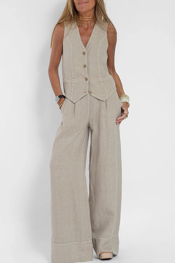 Linen Waistcoat Two Set Suits