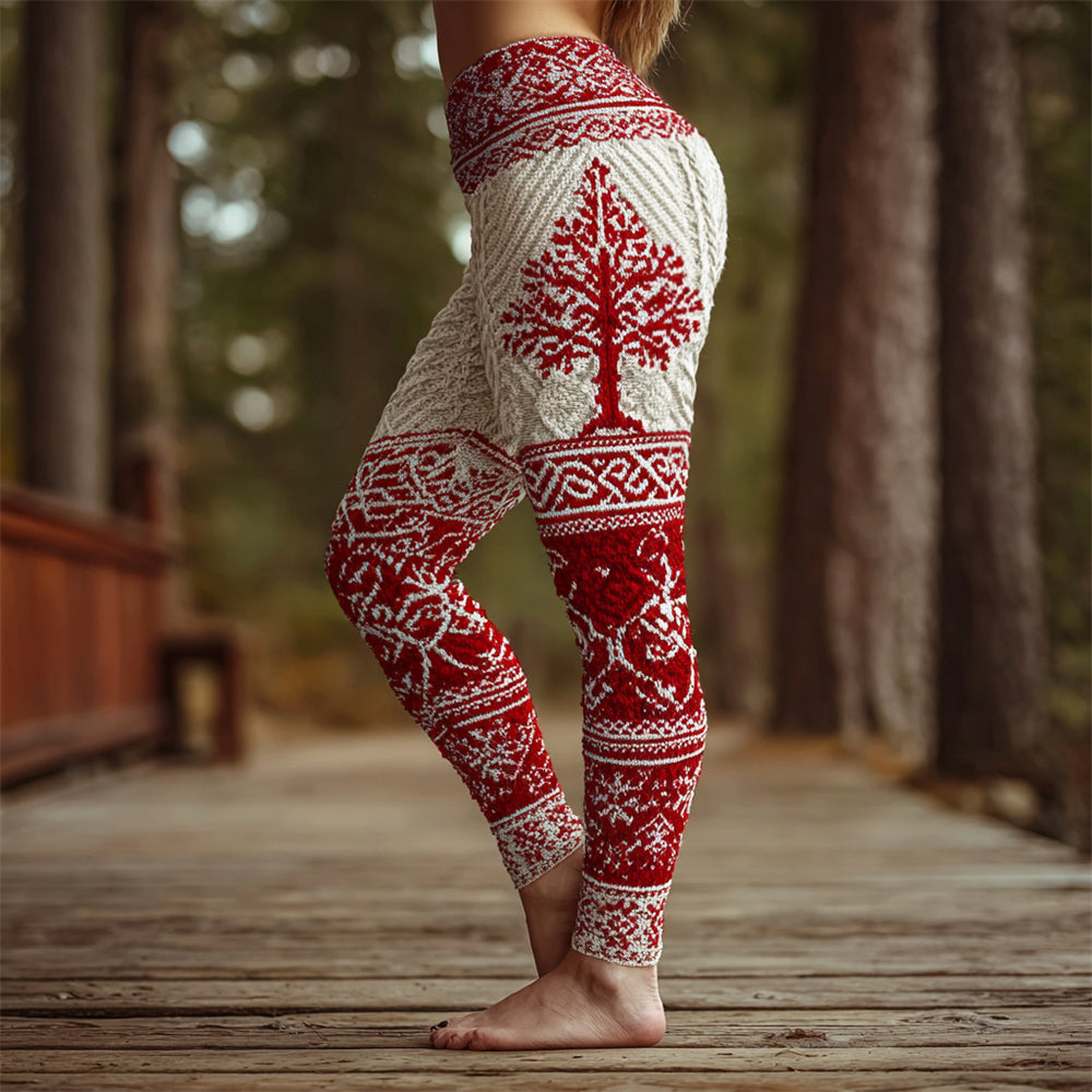 Christmas Tree Viking Art Women's Knit Leggings artswardrobe