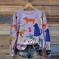 Comstylish Funny Dog Art Print Casual Sweatshirt