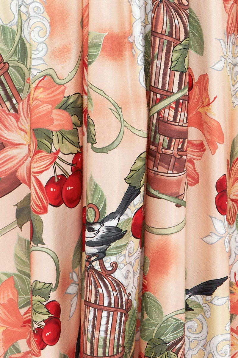 Printed Lantern Sleeve Midi Dress