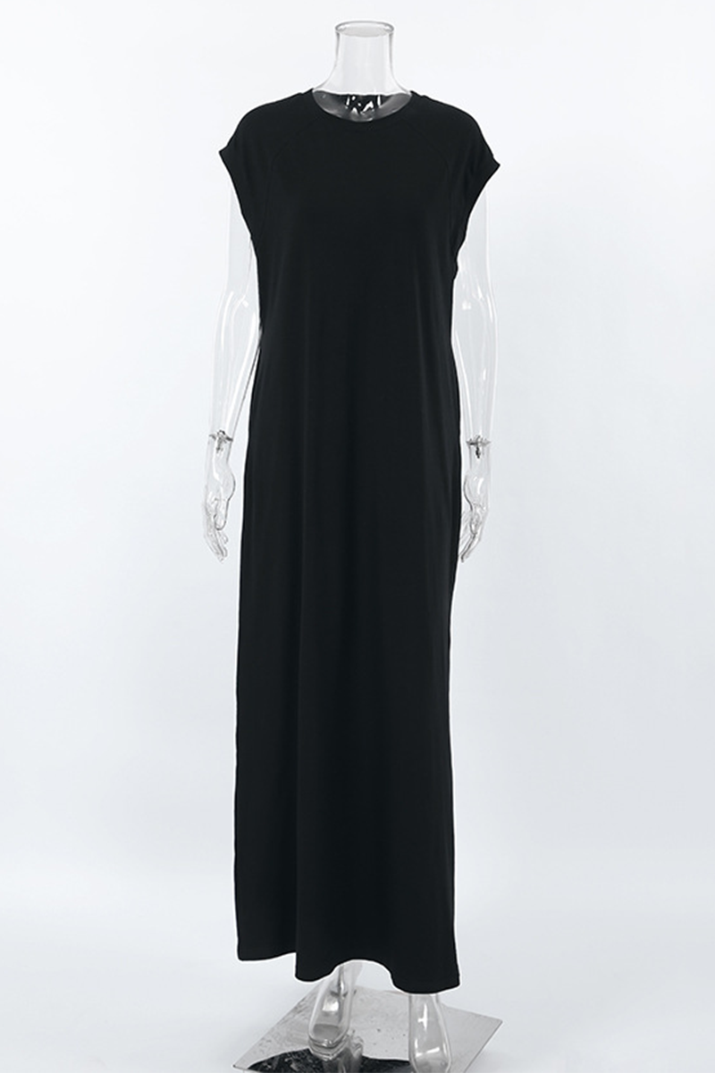 Street Pocket O Neck Vest Dresses