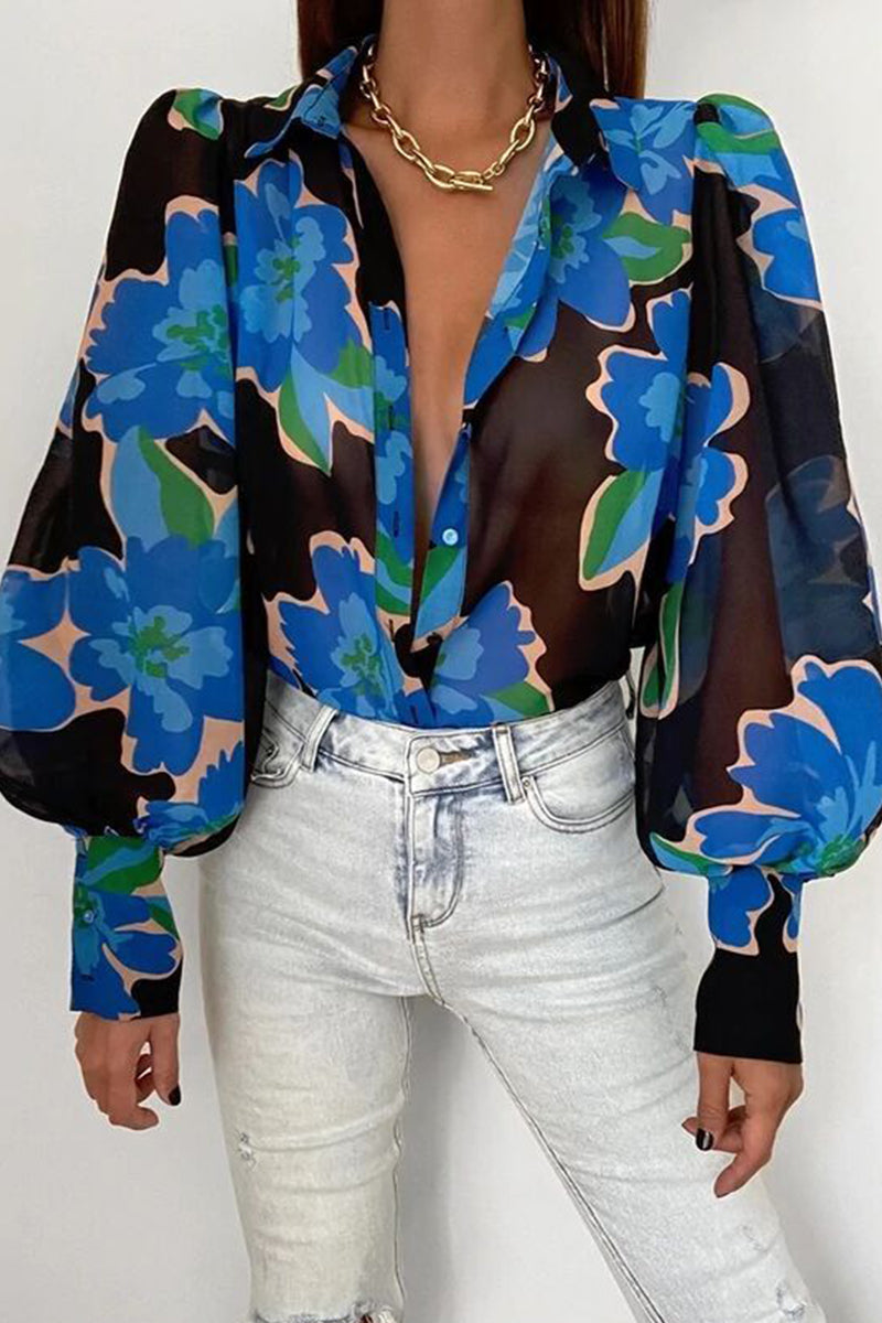 Patchwork Turndown Collar Tops
