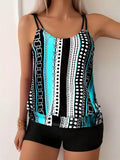 KS | Striped tankini with print