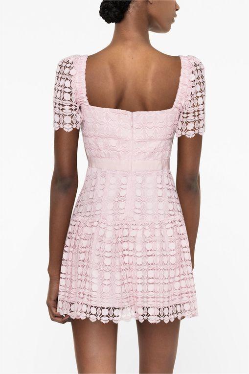 Square Collar Lace Mini Dress