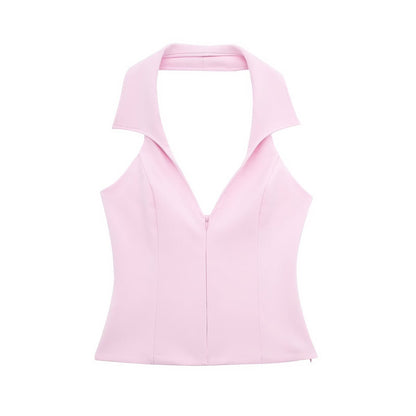 Spring Shirt Hanging Collar Top – Stylish Blouse for Spring