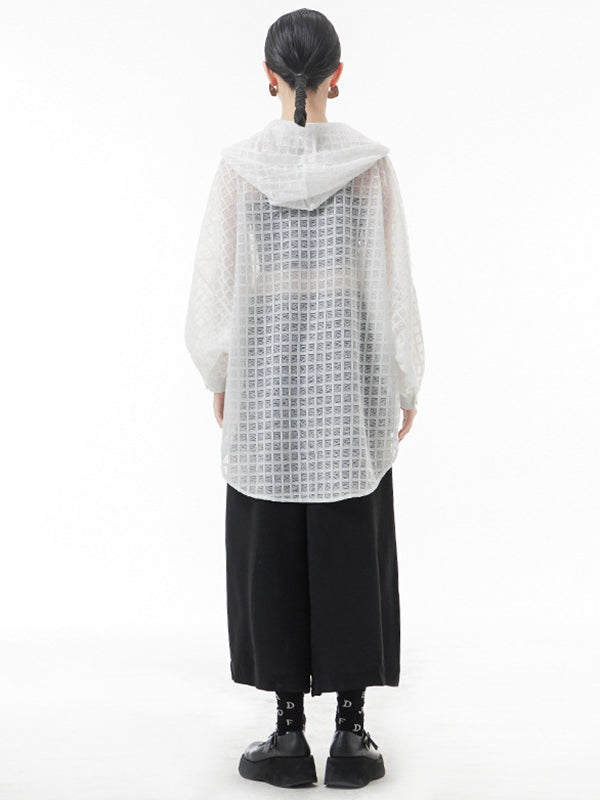 Loose Batwing Sleeves Sun Protection See-through Blouse