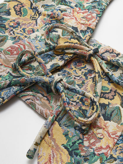 Printed Halter Tie Front Vest
