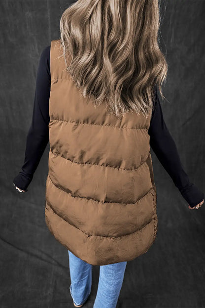 Coffee Longline Puffer Vest