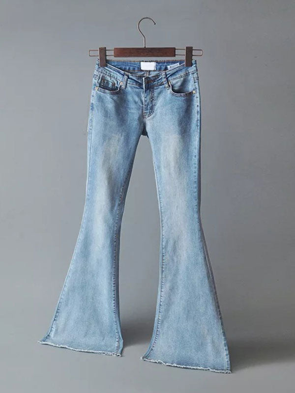 Jeans for Bell Bottoms Zipper Fly Button Fly Blue Denim Pants
