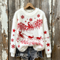 Women's Christmas Retro Pattern Printed Flannel Sweatshirt