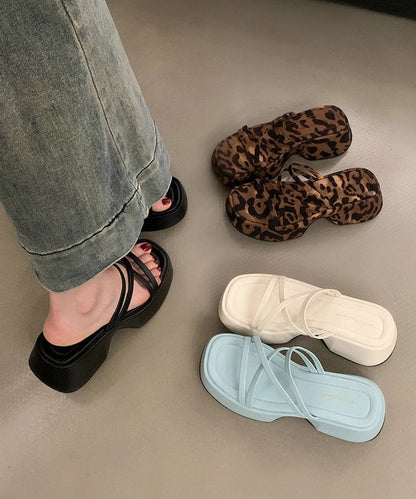 Leopard Platform Slide Sandals Peep Toe Aa028