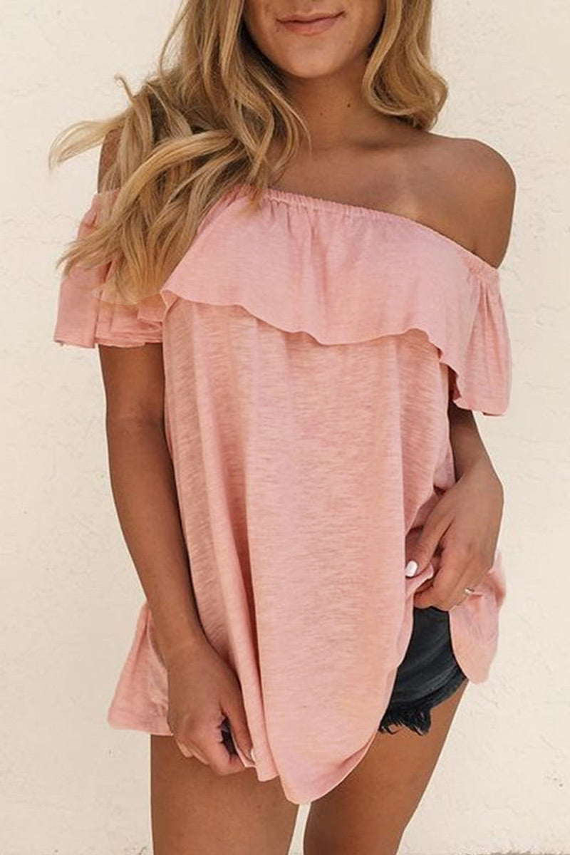 Off the Shoulder T-shirts(4 Colors)