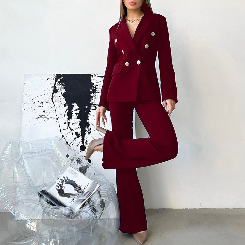 Clothing Spring Autumn Long Sleeve Suit Business Work Pant Two-piece Set