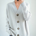 Vintage Loose Solid Color V Neck Buttoned Sweater Cardigan elevenforest