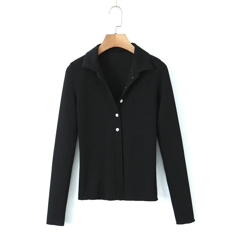 Spring Long Sleeve Collared Single Breasted Knitted Cardigan Slit Sheath Skirt Set
